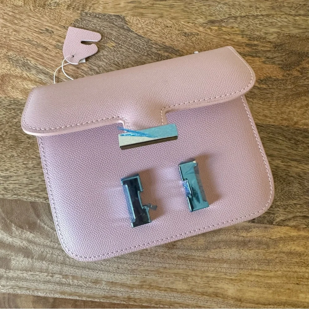 PU | Light Pink Epsom 18 Crossbody Convertible Shoulder Bag w/ Silver HW